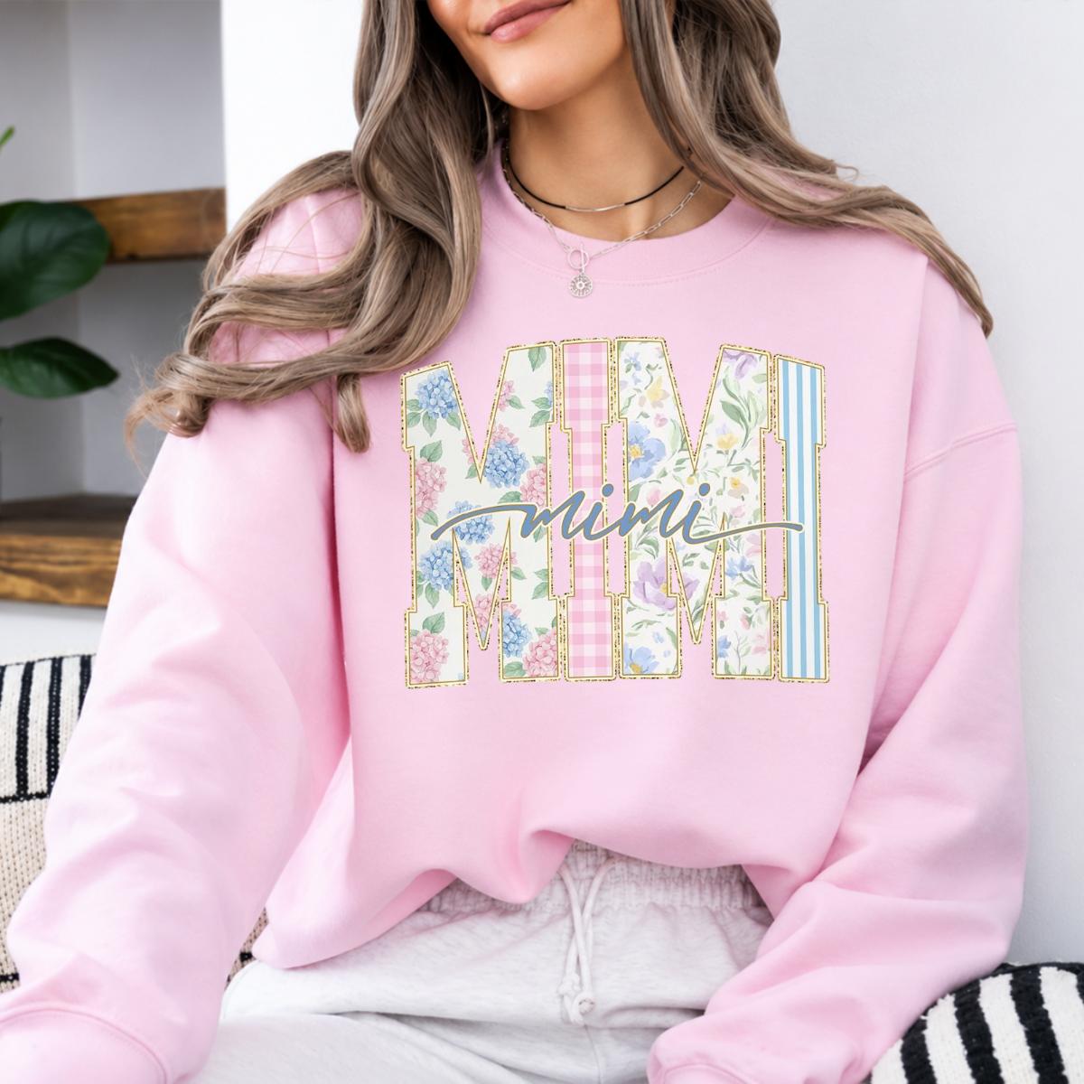 Custom Grandma Sweatshirt, Personalized Floral Nickname for Mimi Gigi Mama Auntie, Mother's Day Gift for Grandma & Mom, Women Pastel Coquette Family Matching