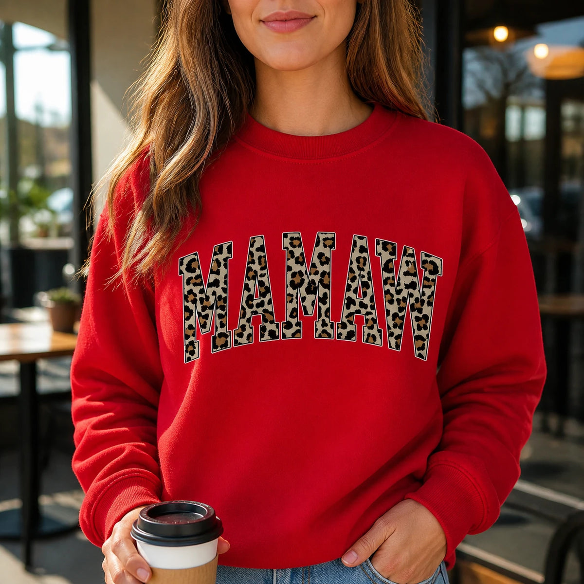 Custom Grandma Sweatshirt, Personalized Leopard Varsity Nana Gigi Mimi, Mother's Day Gift for Grandma, Women Retro Cheetah Print