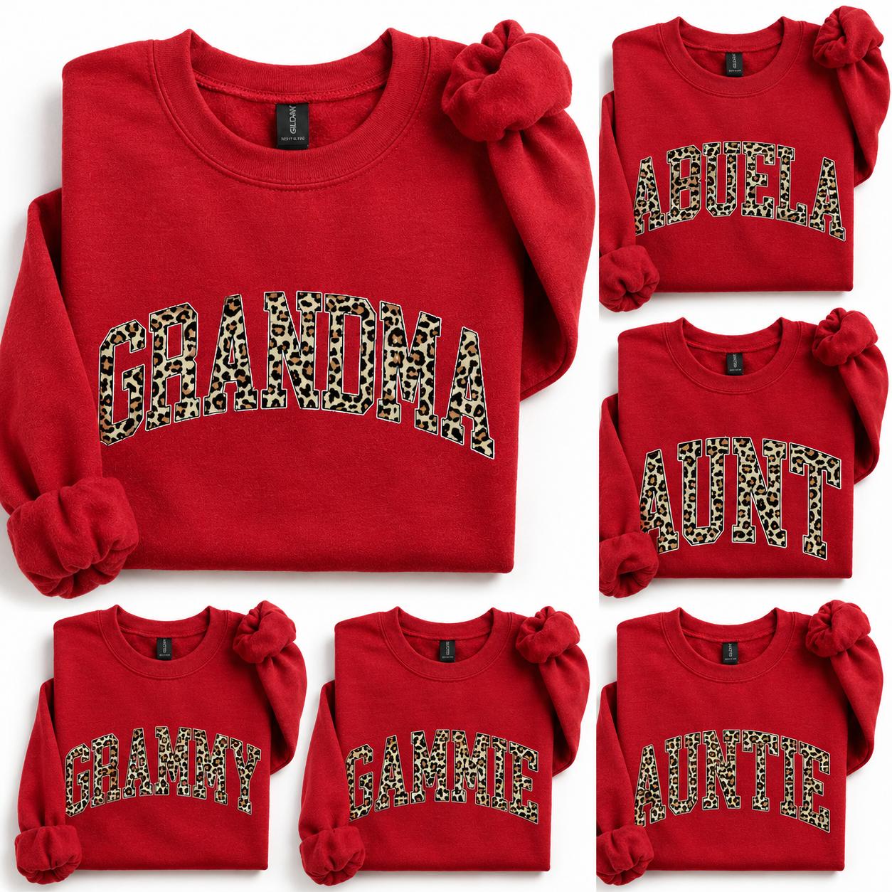 Custom Grandma Sweatshirt, Personalized Leopard Varsity Nana Gigi Mimi, Mother's Day Gift for Grandma, Women Retro Cheetah Print