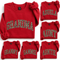 Custom Grandma Sweatshirt, Personalized Leopard Varsity Nana Gigi Mimi, Mother's Day Gift for Grandma, Women Retro Cheetah Print