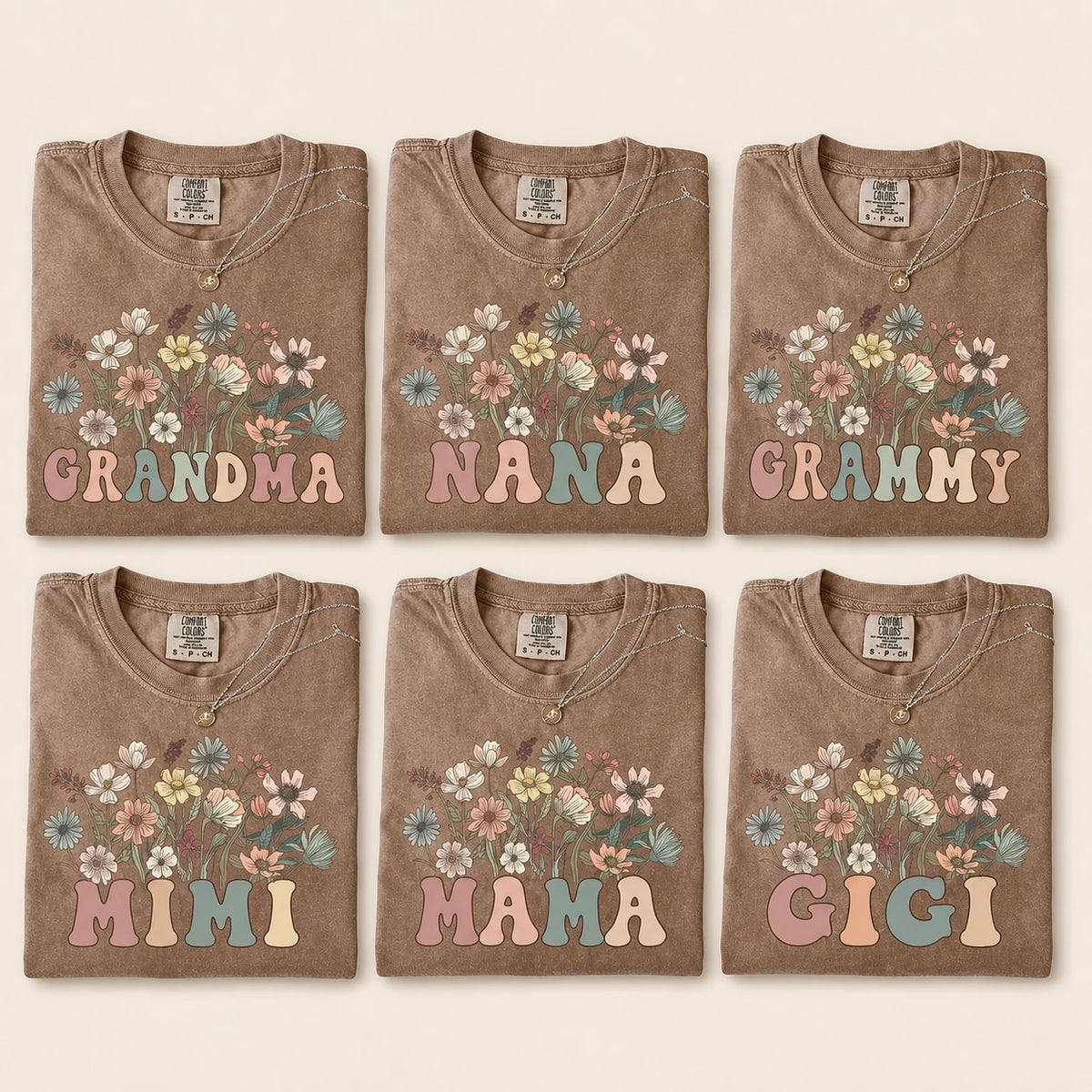 Custom Grandma Wildflower Shirt, Personalized Family Title Tee, Nana Mama Gigi Mimi Grammy Nonna Mother's Day Gift