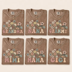 Custom Grandma Wildflower Shirt, Personalized Family Title Tee, Nana Mama Gigi Mimi Grammy Nonna Mother's Day Gift