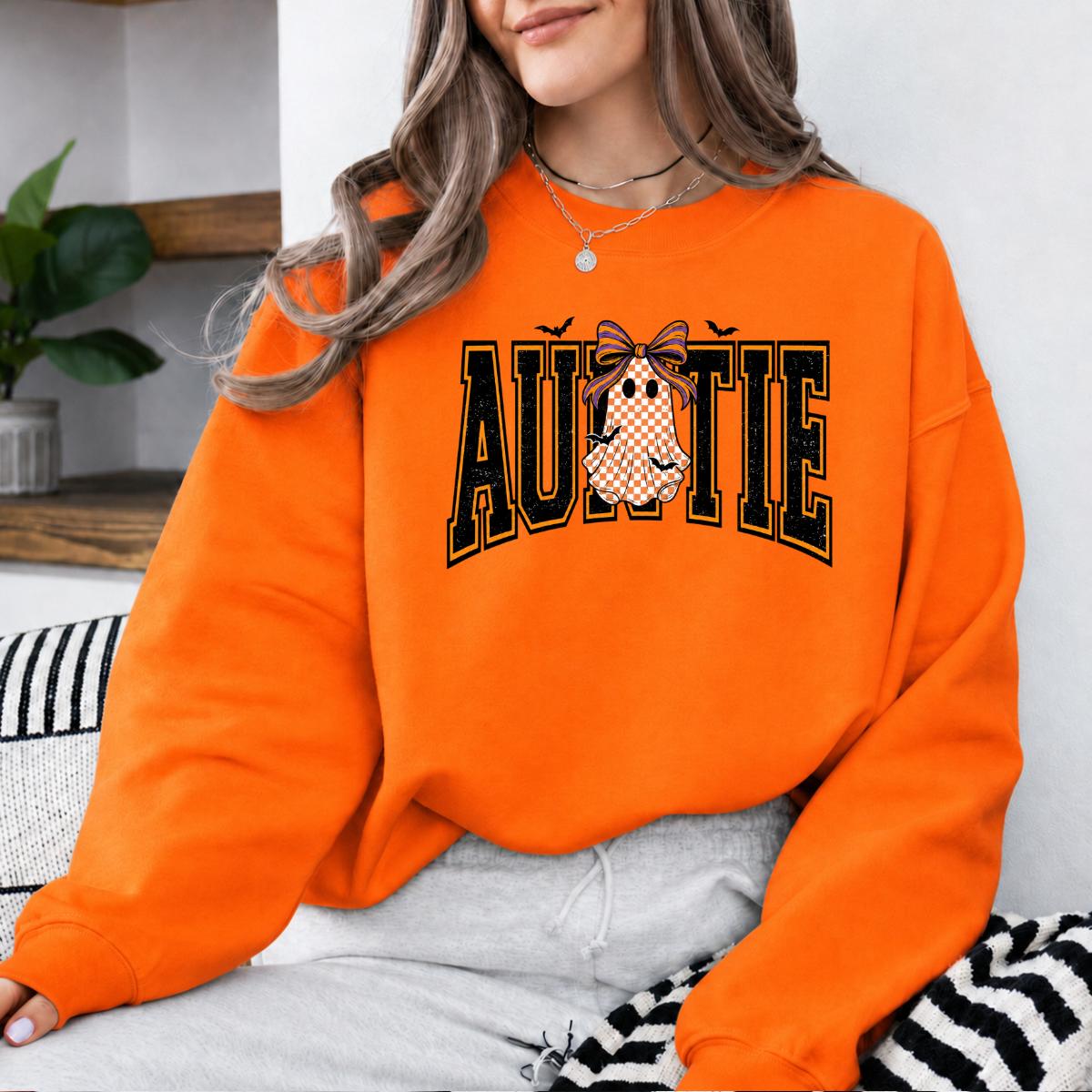Custom Halloween Sweatshirt, Personalized Cute Ghost Bow Fall, Choose Any Grandma Mimi Gigi Title, Spooky Season Gift