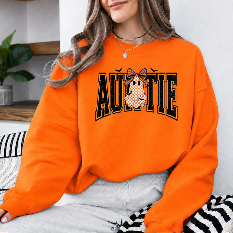 Custom Halloween Sweatshirt, Personalized Cute Ghost Bow Fall, Choose Any Grandma Mimi Gigi Title, Spooky Season Gift