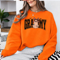 Custom Halloween Sweatshirt, Personalized Cute Ghost Bow Fall, Choose Any Grandma Mimi Gigi Title, Spooky Season Gift