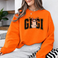Custom Halloween Sweatshirt, Personalized Cute Ghost Bow Fall, Choose Any Grandma Mimi Gigi Title, Spooky Season Gift