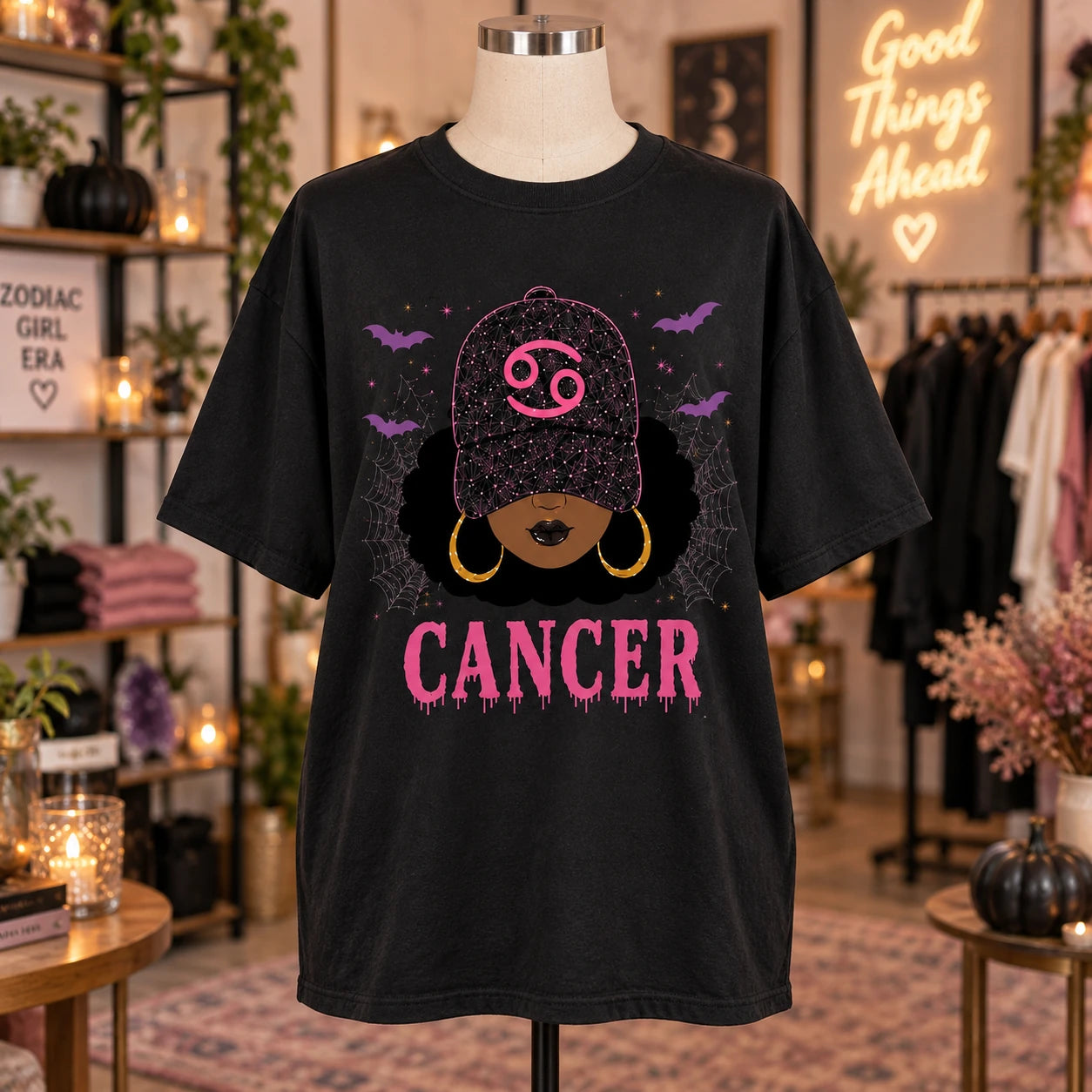 Custom Halloween Zodiac Slay Girl T-Shirt, Spooky Astrology Graphic Tee, Choose Your Sign Gothic Horoscope Top