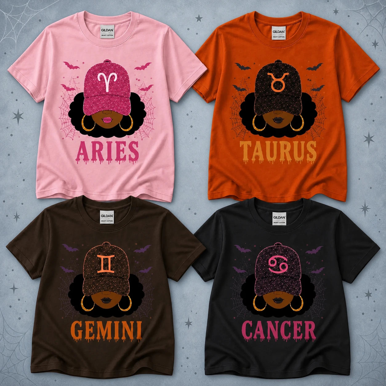 Custom Halloween Zodiac Slay Girl T-Shirt, Spooky Astrology Graphic Tee, Choose Your Sign Gothic Horoscope Top