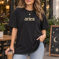 Custom Horoscope Graphic Tee, Personalized Zodiac Sign Shirt, Gothic Astrology Birthday Top