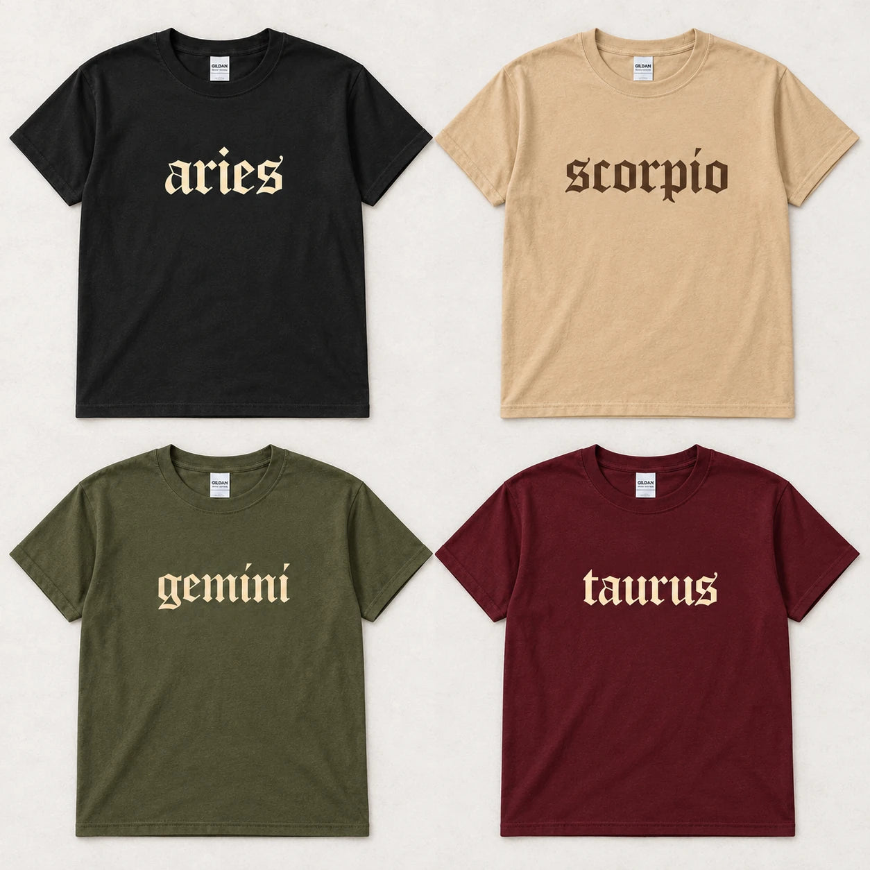 Custom Horoscope Graphic Tee, Personalized Zodiac Sign Shirt, Gothic Astrology Birthday Top