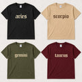 Custom Horoscope Graphic Tee, Personalized Zodiac Sign Shirt, Gothic Astrology Birthday Top
