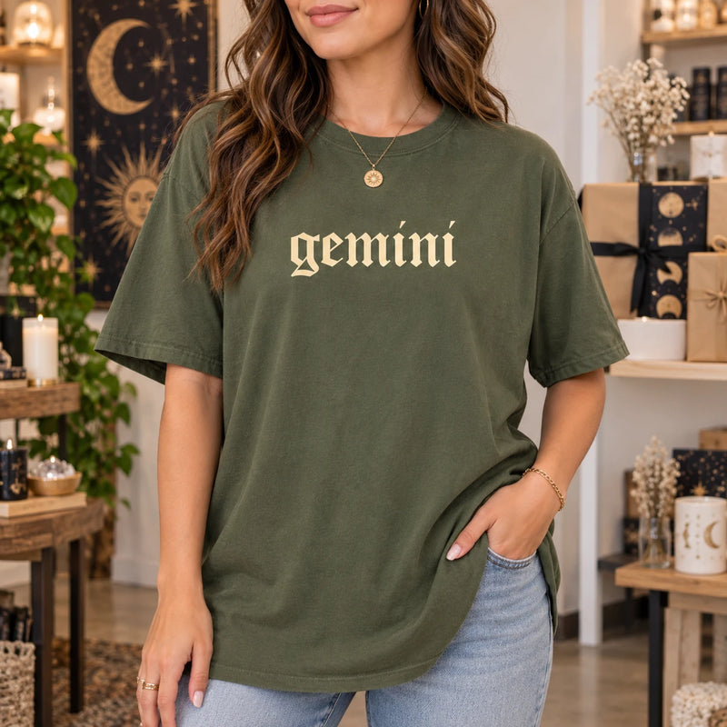 Custom Horoscope Graphic Tee, Personalized Zodiac Sign Shirt, Gothic Astrology Birthday Top