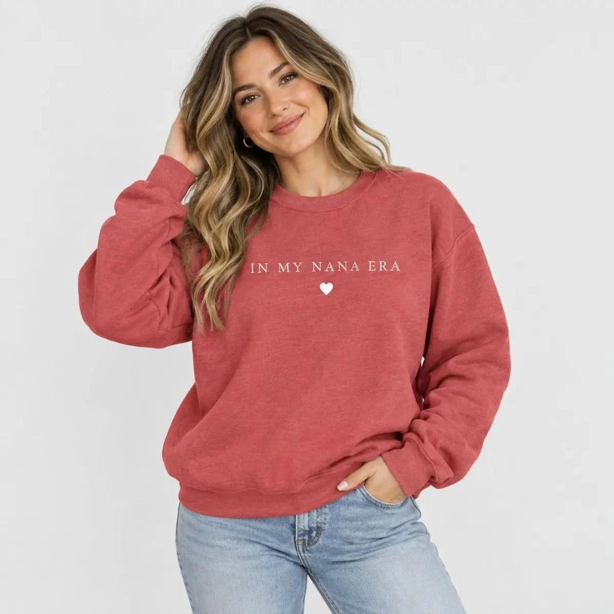 Custom In My Nana Era Sweatshirt, Mama Mimi Gigi Grandma Auntie Era Crewneck, Personalized Family Matching Sweatshirt, Cute Grandma Gift, Mother's Day Gift, Vintage Washed Pink Pullover, Cozy Gift For Her