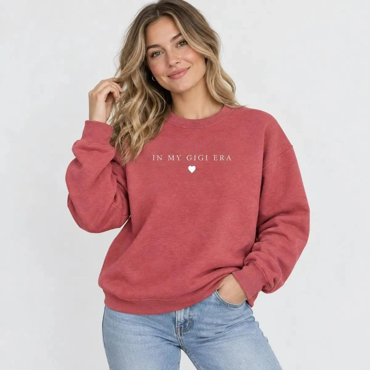 Custom In My Nana Era Sweatshirt, Mama Mimi Gigi Grandma Auntie Era Crewneck, Personalized Family Matching Sweatshirt, Cute Grandma Gift, Mother's Day Gift, Vintage Washed Pink Pullover, Cozy Gift For Her