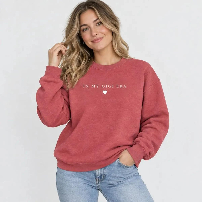 Custom In My Nana Era Sweatshirt, Mama Mimi Gigi Grandma Auntie Era Crewneck, Personalized Family Matching Sweatshirt, Cute Grandma Gift, Mother's Day Gift, Vintage Washed Pink Pullover, Cozy Gift For Her