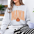 Custom Mama Sweatshirt, Personalized Fall Pumpkin Mama Shirt, Gingham Mama Crewneck, Autumn Mom Pullover, Thanksgiving Sweatshirt, Fall Gift for Mom, Cozy Pumpkin Season Shirt, Mom Gift