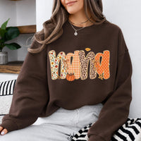 Custom Mom Sweatshirt GIGI MAMA MIMI NANA GRANDMA Fall Pumpkin Patchwork Crewneck
