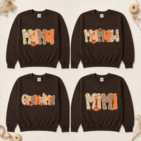 Custom Mom Sweatshirt GIGI MAMA MIMI NANA GRANDMA Fall Pumpkin Patchwork Crewneck