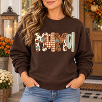 Custom Personalized Family Title Western Patchwork Sweatshirt, Rustic Gift for Mom Grandma Aunt
