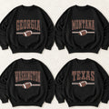 Custom State Football Sweatshirt, Personalized Hometown Varsity Game Day Crewneck, Retro Sports Fan Pullover