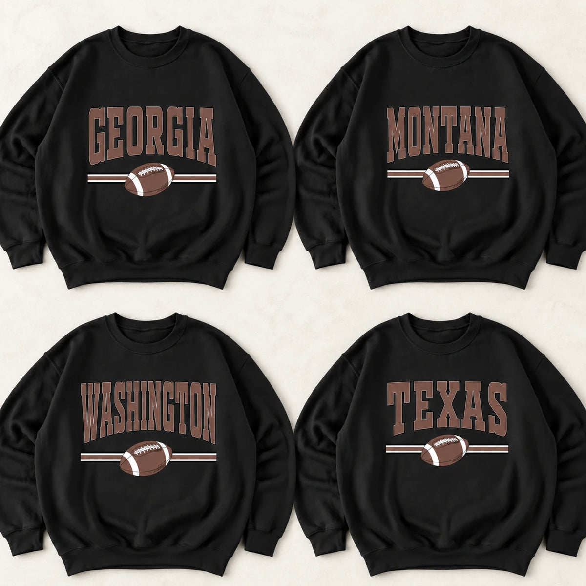 Custom State Football Sweatshirt, Personalized Hometown Varsity Game Day Crewneck, Retro Sports Fan Pullover