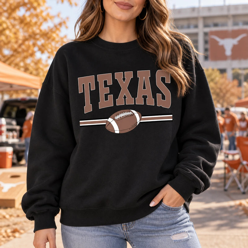 Custom State Football Sweatshirt, Personalized Hometown Varsity Game Day Crewneck, Retro Sports Fan Pullover