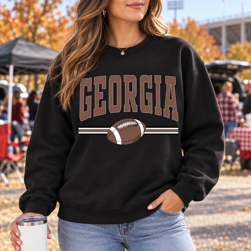 Custom State Football Sweatshirt, Personalized Hometown Varsity Game Day Crewneck, Retro Sports Fan Pullover