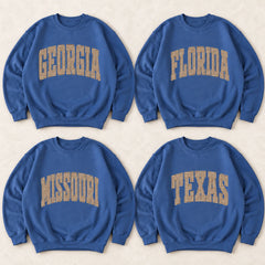 Custom State Gingham Sweatshirt, Vintage Varsity Plaid Hometown Crewneck Pullover for Women Men