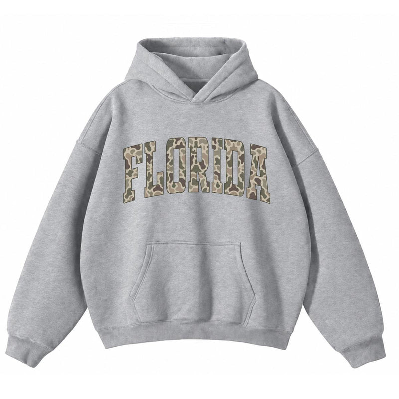 Custom State Name Camo Collegiate Hoodie, Personalized Choose Your State Design, Vintage State Pride Gift for Men Women Students