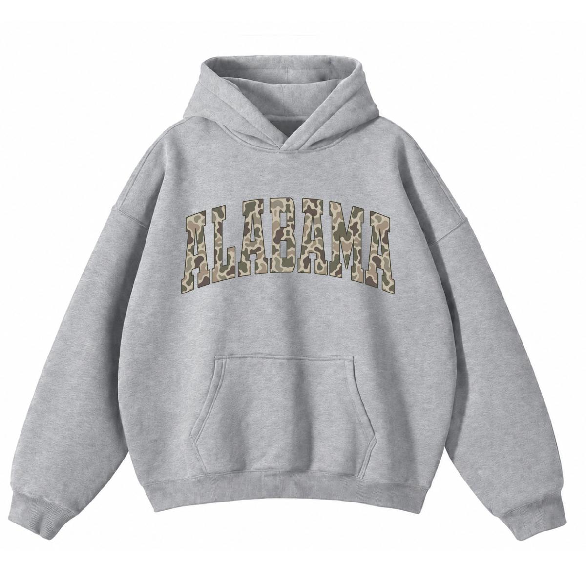 Custom State Name Camo Collegiate Hoodie, Personalized Choose Your State Design, Vintage State Pride Gift for Men Women Students