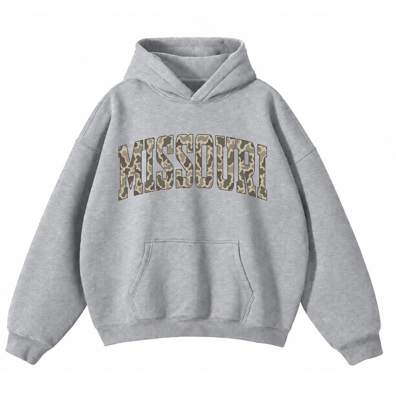 Custom State Name Camo Collegiate Hoodie, Personalized Choose Your State Design, Vintage State Pride Gift for Men Women Students