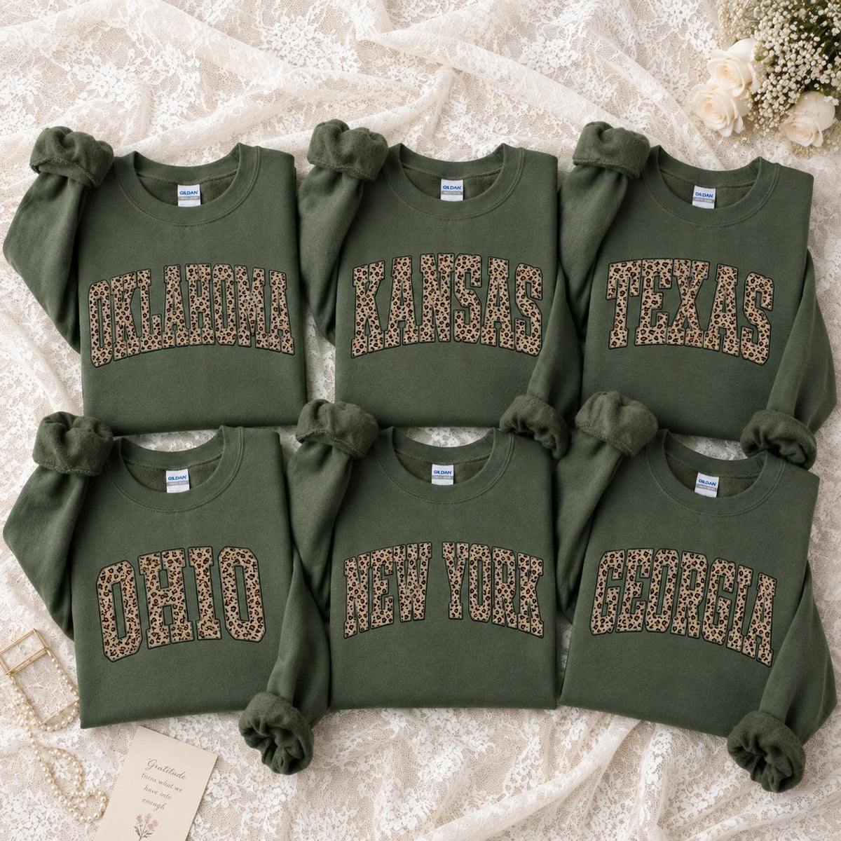 Custom State Sweatshirt, Leopard Print Varsity Shirt