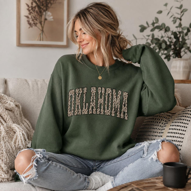 Custom State Sweatshirt, Leopard Print Varsity Shirt