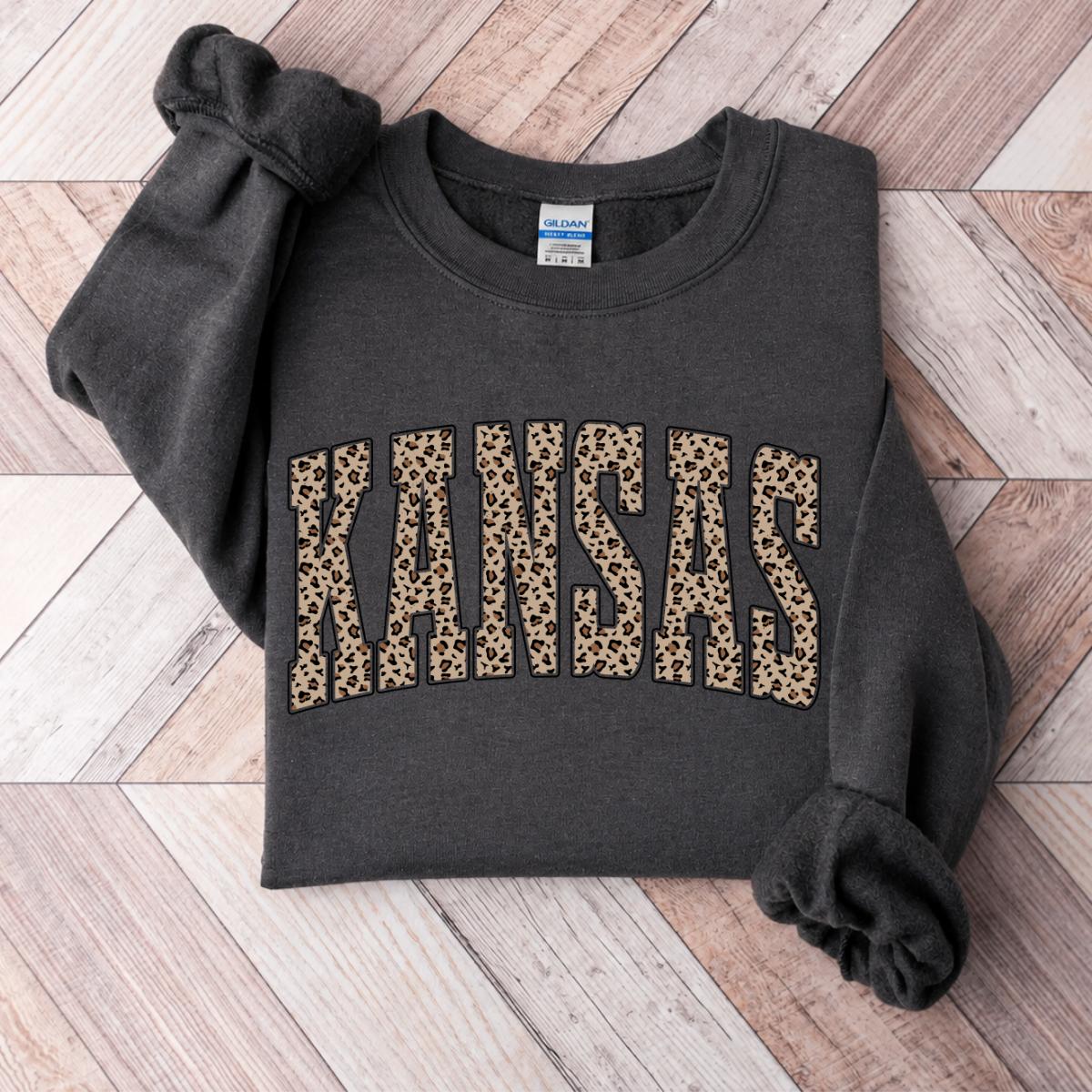 Custom State Sweatshirt With Leopard Print Collegiate Shirt