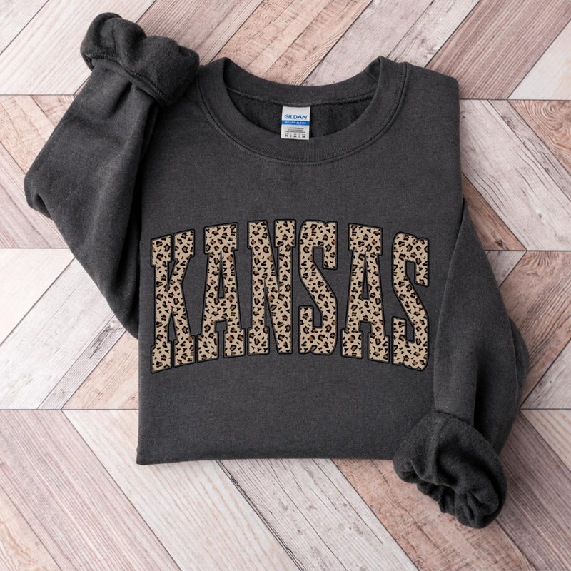 Custom State Sweatshirt With Leopard Print Collegiate Shirt