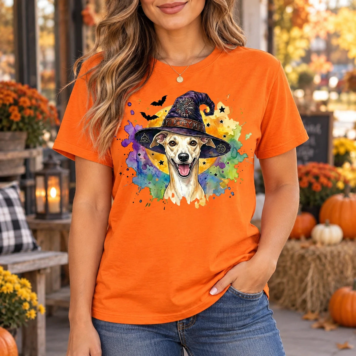 Custom Witch Dog Breed Halloween T-Shirt, Spooky Dog Mom Graphic Tee, Fall Pet Lover Costume Apparel