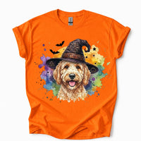 Custom Witch Dog Breed Halloween T-Shirt, Spooky Dog Mom Graphic Tee, Fall Pet Lover Costume Apparel
