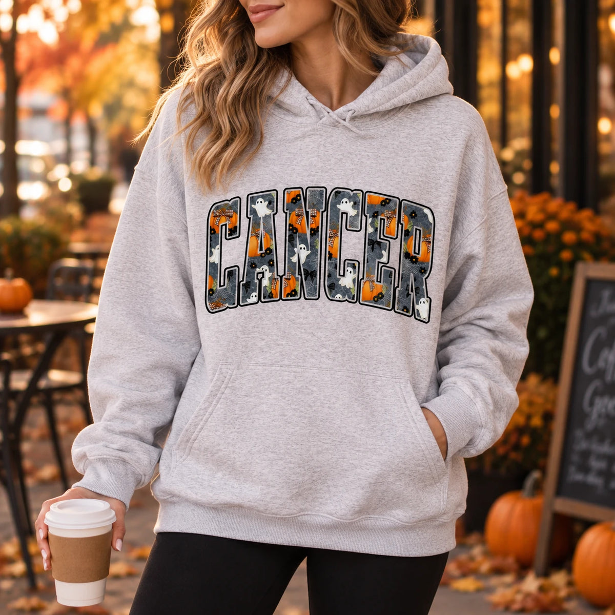 Custom Zodiac Halloween Hoodie Unisex Casual Long Sleeve Astrology Graphic Pullover