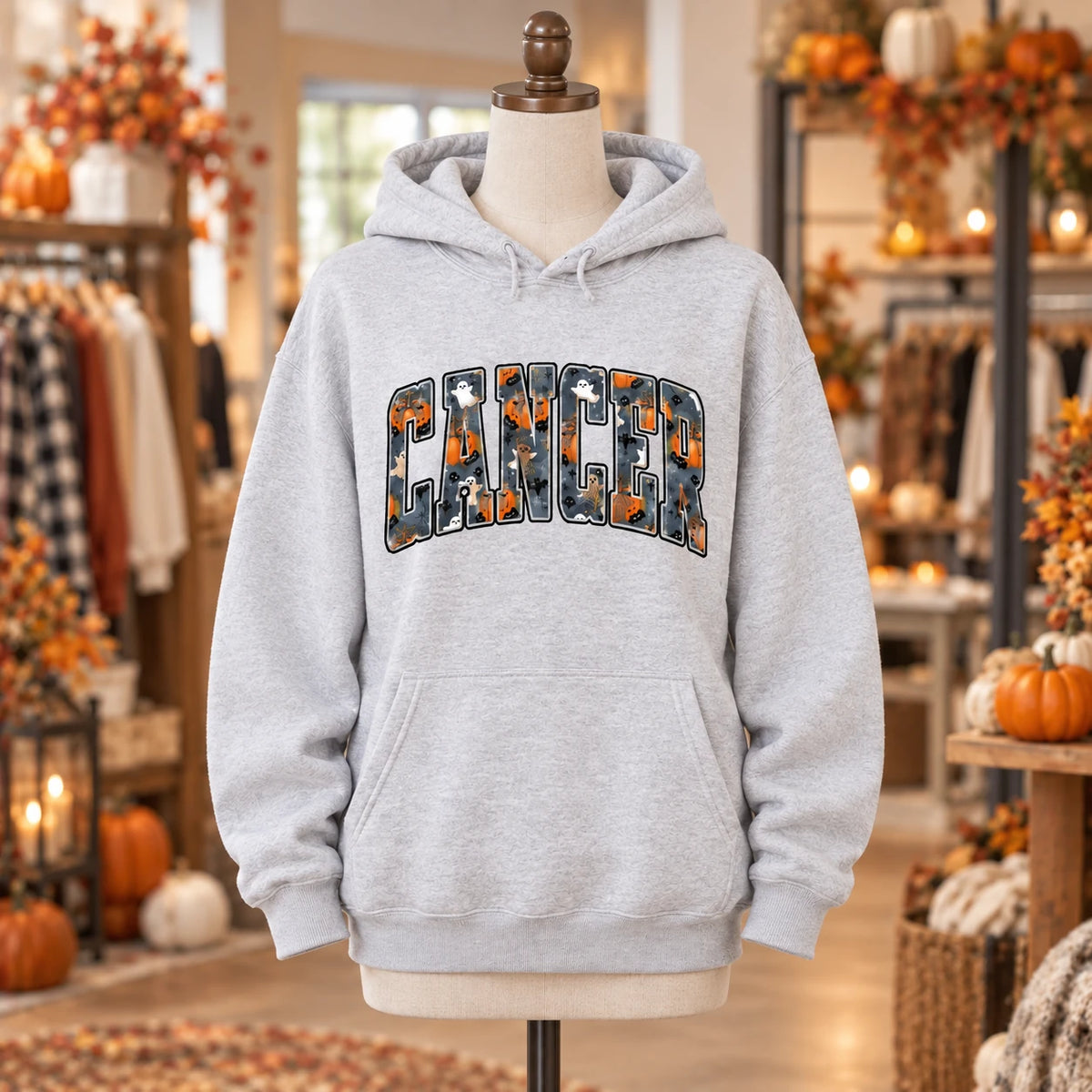 Custom Zodiac Halloween Hoodie Unisex Casual Long Sleeve Astrology Graphic Pullover