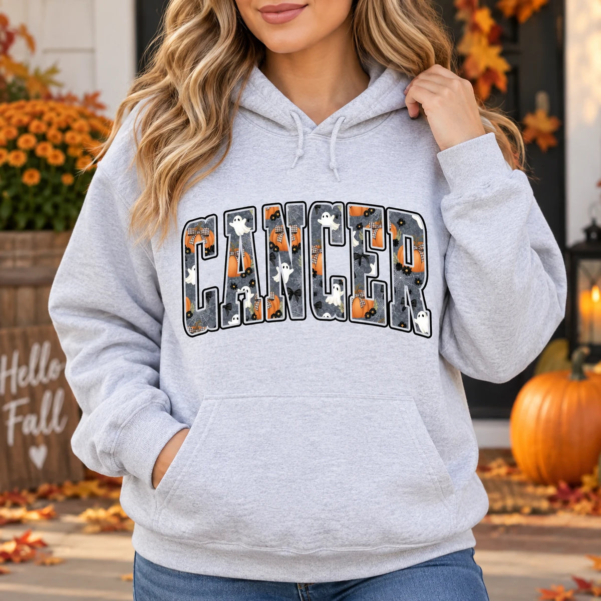 Custom Zodiac Halloween Hoodie Unisex Casual Long Sleeve Astrology Graphic Pullover