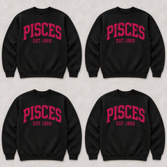 Custom Zodiac Sweatshirt, College EST Year Star Sign