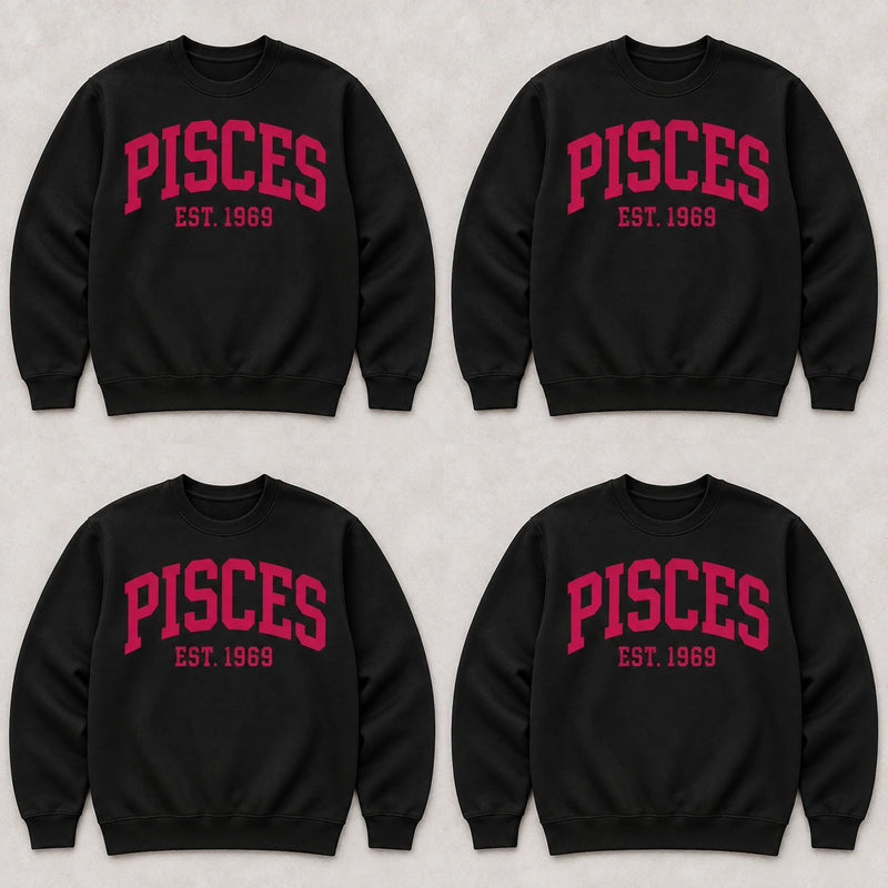 Custom Zodiac Sweatshirt, College EST Year Star Sign