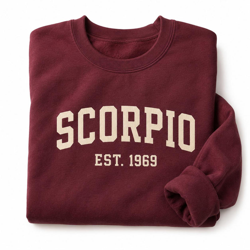 Custom Zodiac Sweatshirt, College EST Year Star Sign