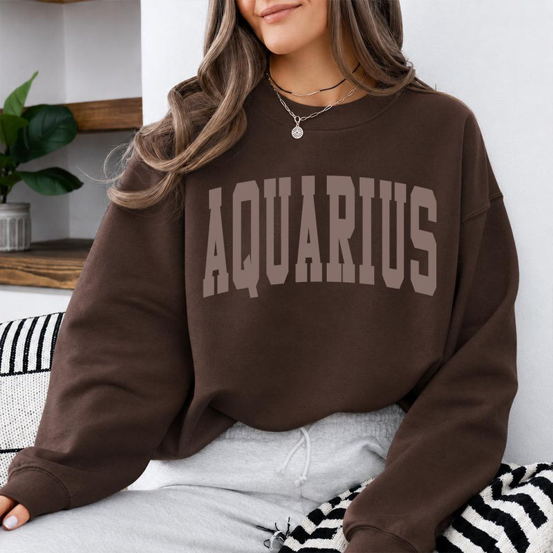 Custom Zodiac Sweatshirt, Varsity Sign Name EST Year