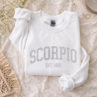 Custom Zodiac Sweatshirt, Varsity Sign Name EST Year