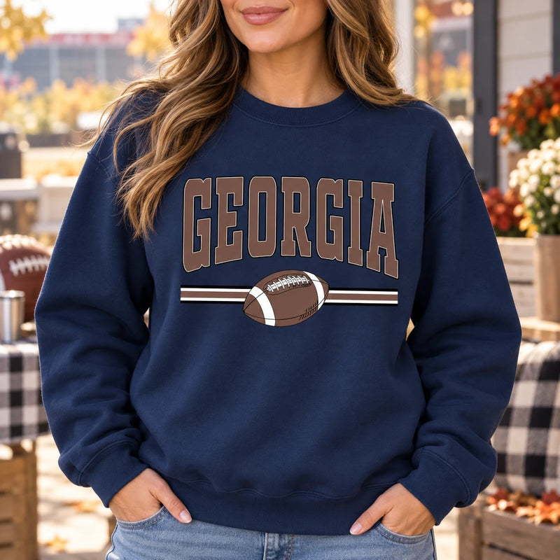 Customized State Football Crewneck - Hometown Varsity Graphic Sweatshirt