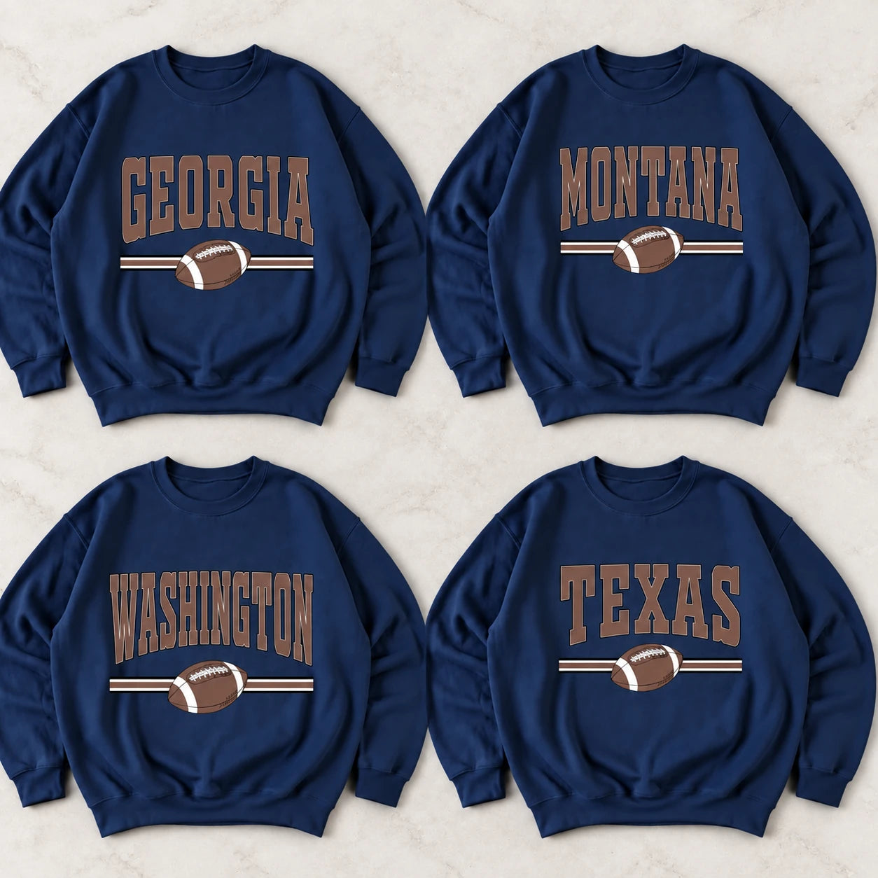 Customized State Football Crewneck - Hometown Varsity Graphic Sweatshirt