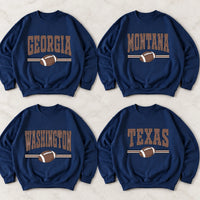 Customized State Football Crewneck - Hometown Varsity Graphic Sweatshirt