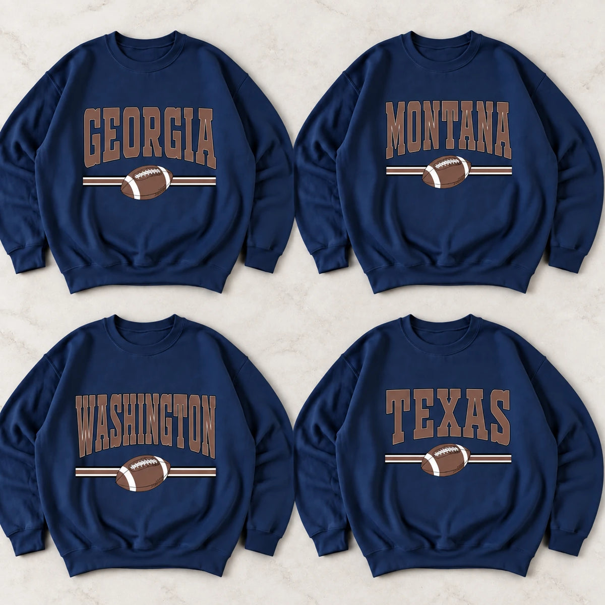 Customized State Football Crewneck - Hometown Varsity Graphic Sweatshirt