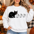 Black Cat Scaring Ghosts Halloween Sweatshirt, Funny Spooky Cat Graphic, Fall Gift for Cat Lovers